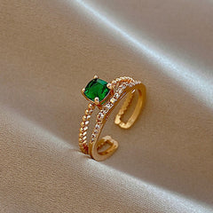 Simple Rhinestone Zircon Adjustable Ring