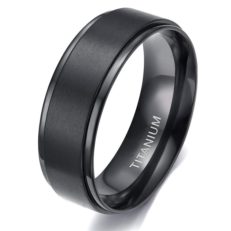 4/6/8/10mm Black Titanium Man Brushed Band Rings