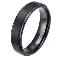 4/6/8/10mm Black Titanium Man Brushed Band Rings