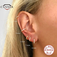 Sterling Silver Hoop Earrings Round Circle Earring Zircon Trend Jewelry