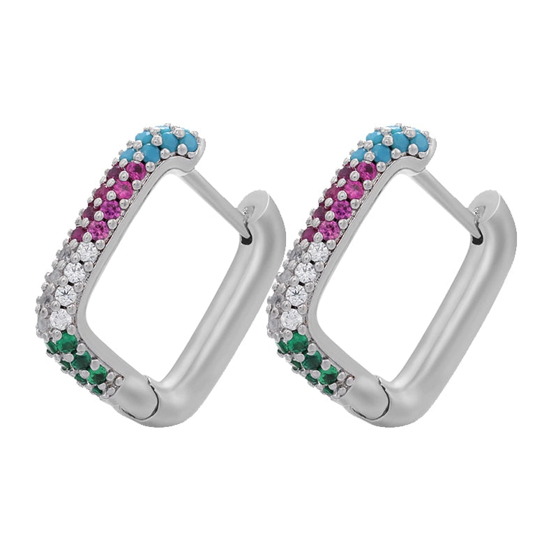 small hoop earrings crystal rainbow earrings Fashion