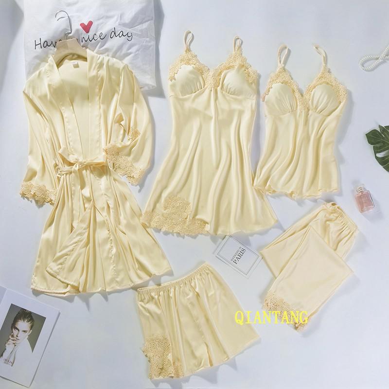 5pcs V-Neck Nightwear Pajamas Sets Bride Wedding Nightwear