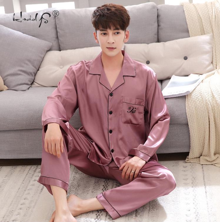 Luxury Pajama suit Satin Silk Pajamas Sets Couple Sleepwear Night Suit