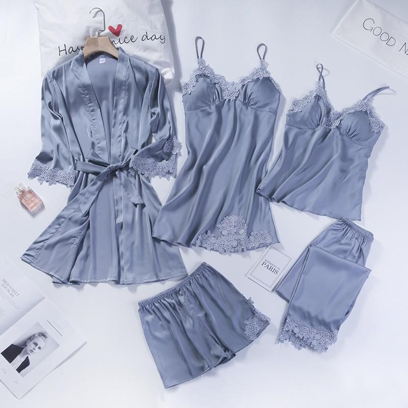 5pcs V-Neck Nightwear Pajamas Sets Bride Wedding Nightwear