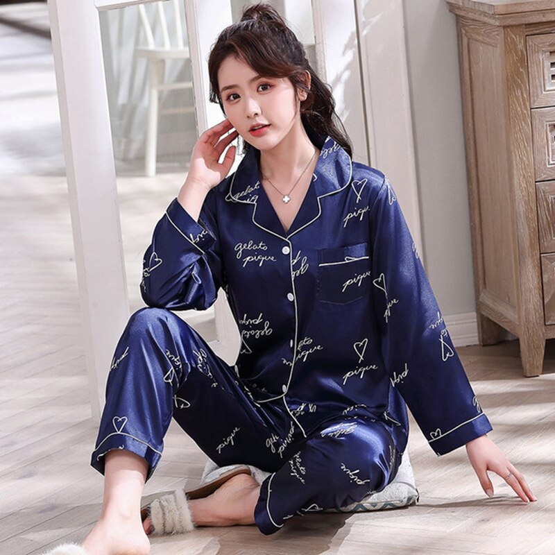 Lovers Pajamas Couple Night Silk Pajamas Nightwear Sleepwear