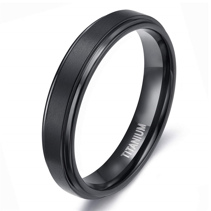 4/6/8/10mm Black Titanium Man Brushed Band Rings