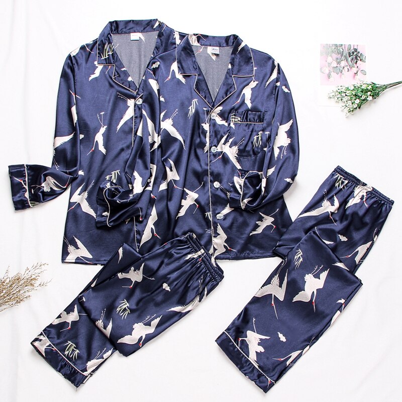 Lovers Pajamas Couple Night Silk Pajamas Nightwear Sleepwear