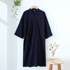 Japanese Men Pajamas Summer Solid Kimono Robes Gauze Cotton