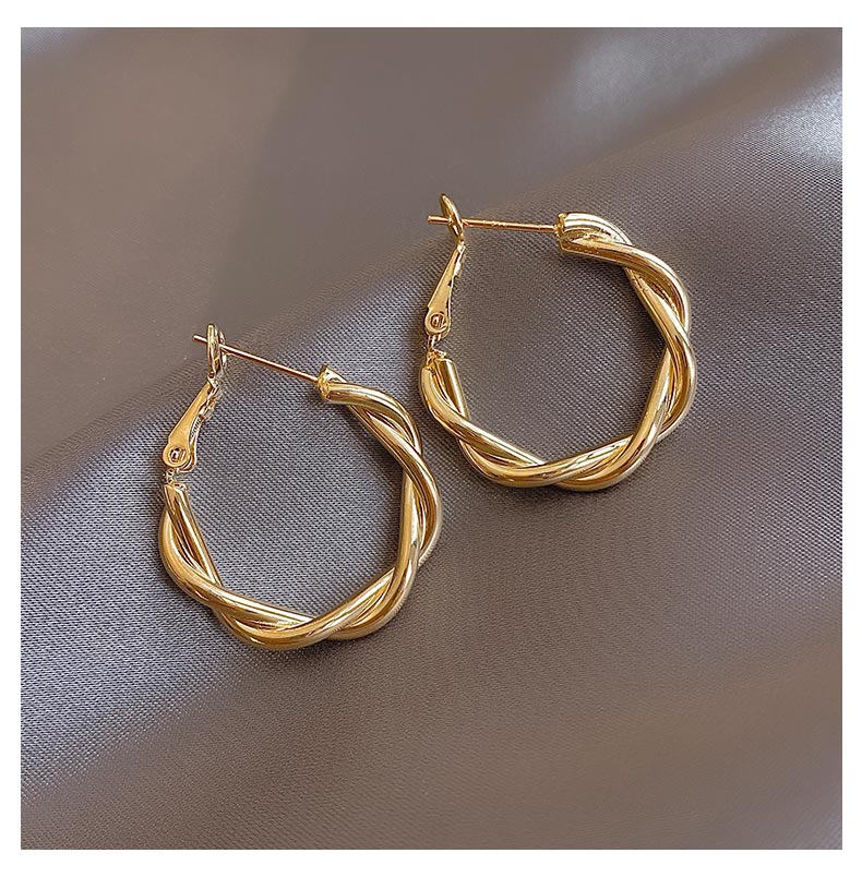 Classic Copper Alloy Smooth Metal Hoop Earrings Fashion Jewelry