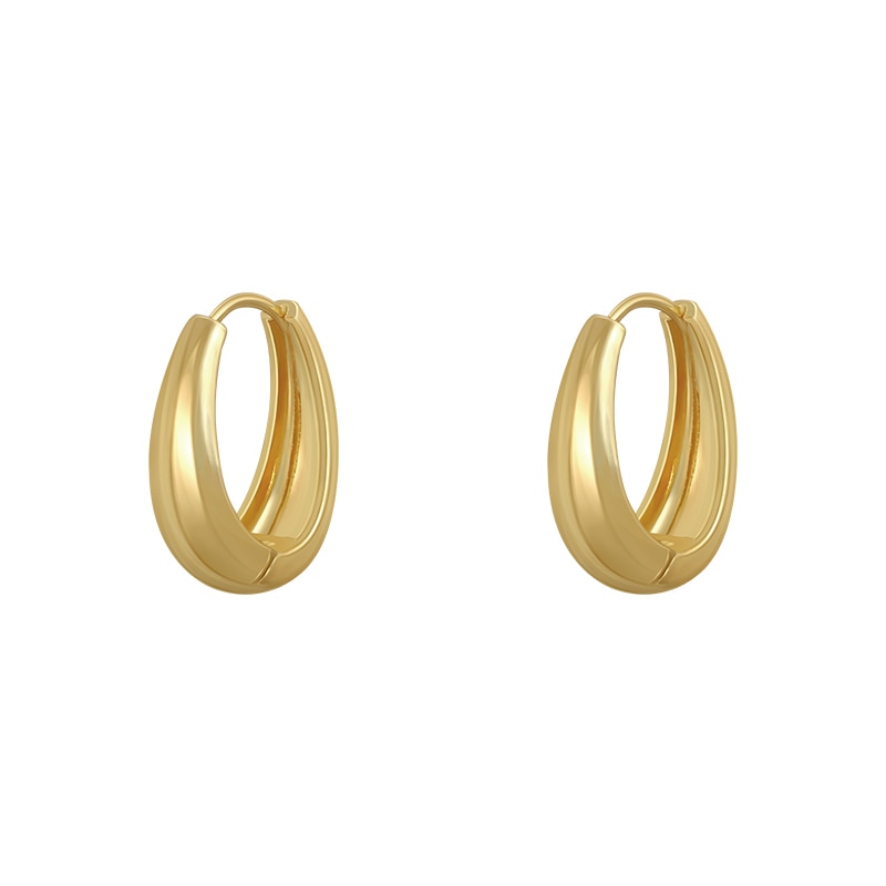 Classic Copper Alloy Smooth Metal Hoop Earrings Fashion Jewelry