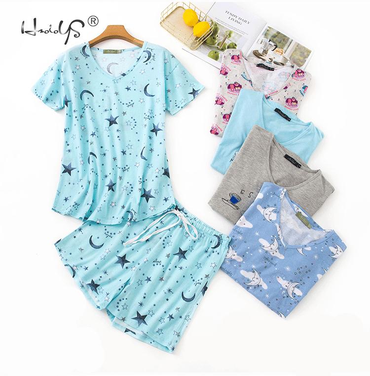 Summer Women Comfortable Cute Pajama Set Girl Print Pyjama Set