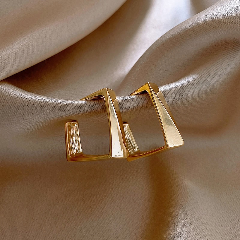 Classic Copper Alloy Smooth Metal Hoop Earrings Fashion Jewelry