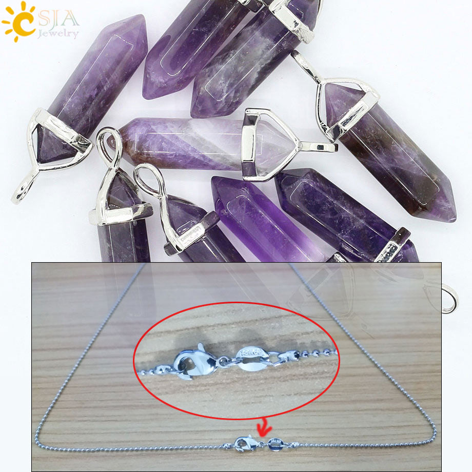 Crystal Necklaces Gem Stone Quartz Necklace Pendant Chakra