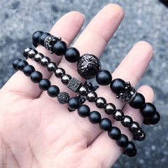 Fashion Men Bracelet Sets Trendy Handmade Classic Strand Stone