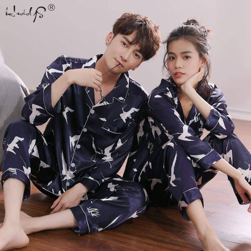 Lovers Pajamas Couple Night Silk Pajamas Nightwear Sleepwear