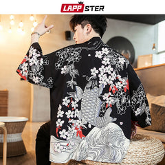 Summer Kimono Jacket Fish Men Colorful Streetwear