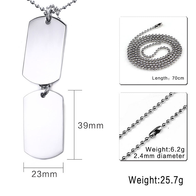 Stainless Steel Tag Necklace for Men Jewelry Chain Necklace