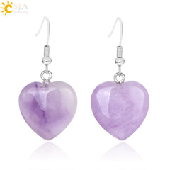 Natural Stone Earrings Heart Pendant Drop Earring