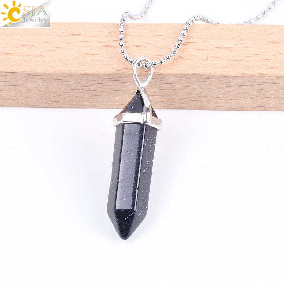 Crystal Necklaces Gem Stone Quartz Necklace Pendant Chakra