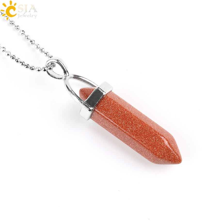 Crystal Necklaces Gem Stone Quartz Necklace Pendant Chakra