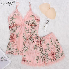 2 Piece Set Clothes For Summer Shorts Pajamas Sets Sleepwear Satin