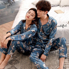 Lovers Pajamas Couple Night Silk Pajamas Nightwear Sleepwear