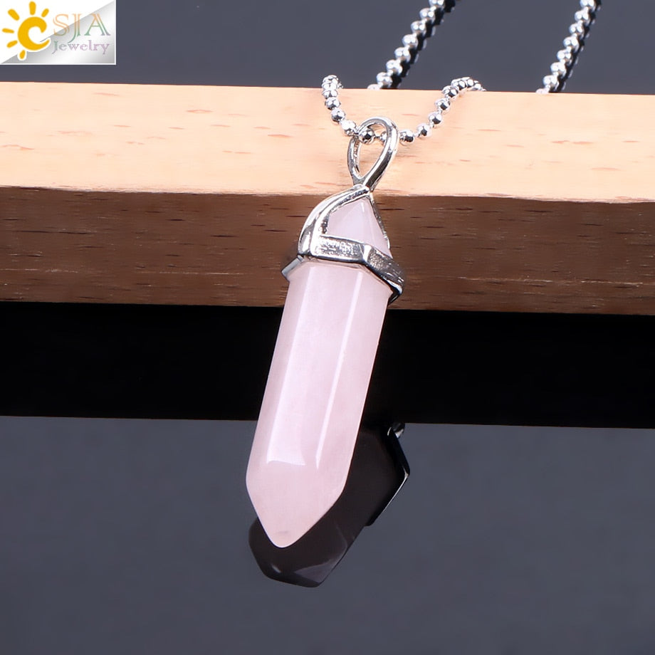 Crystal Necklaces Gem Stone Quartz Necklace Pendant Chakra