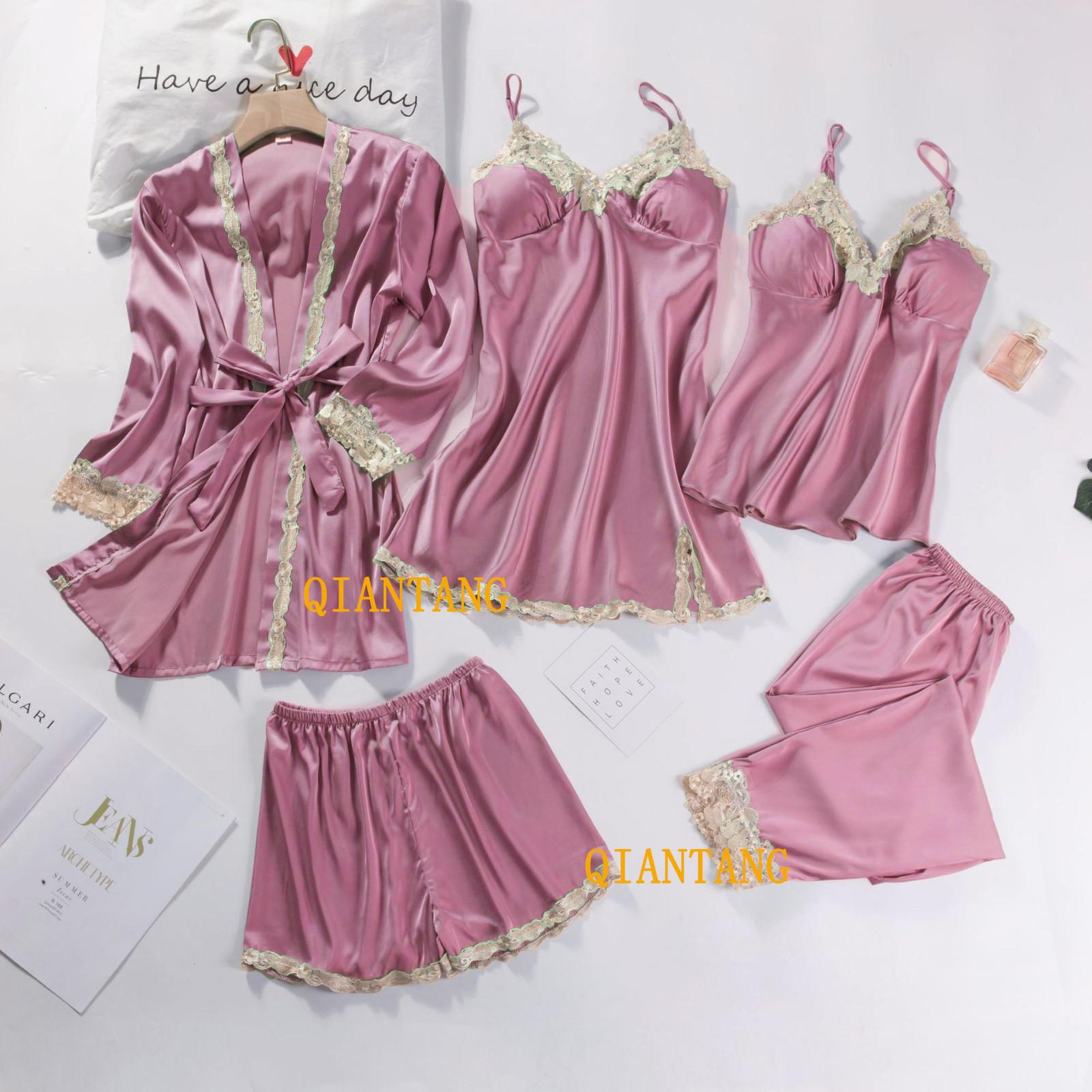 5pcs V-Neck Nightwear Pajamas Sets Bride Wedding Nightwear