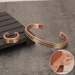 Jewelry-Set Magnetic Copper Bracelet Ring Jewelry SetsAdjustable Cuff