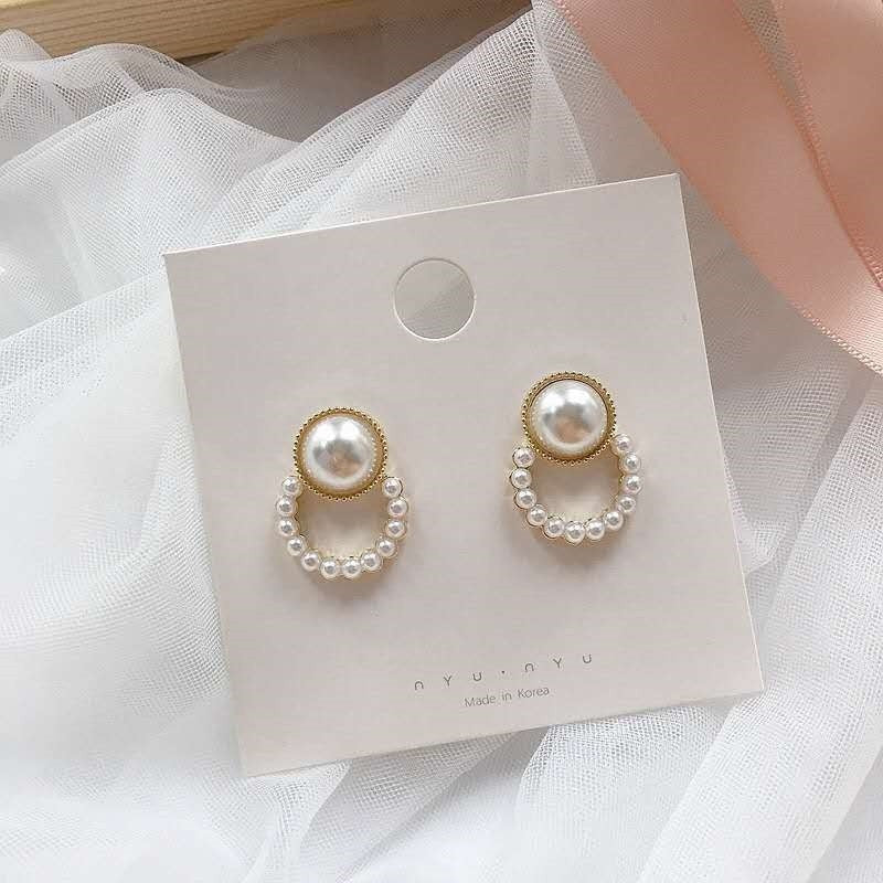 Simple Geometry Earrings  Pearl Flower Earrings Jewelry