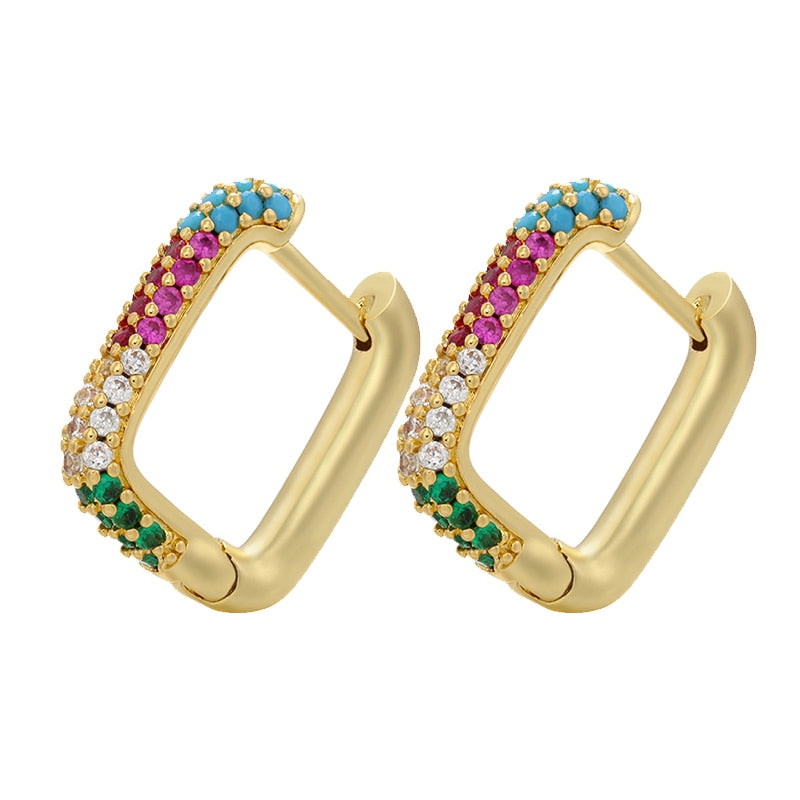 small hoop earrings crystal rainbow earrings Fashion