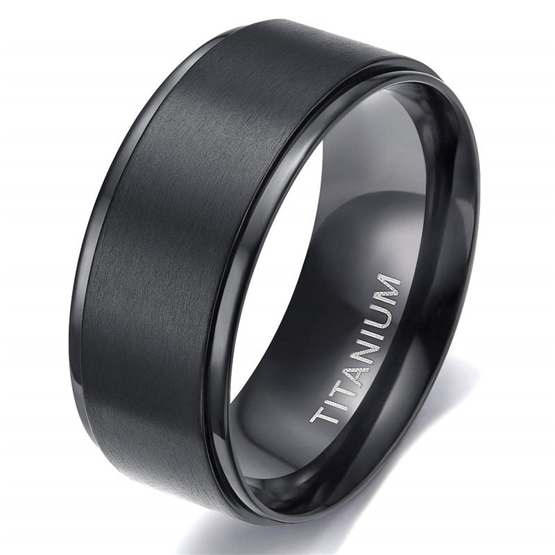 4/6/8/10mm Black Titanium Man Brushed Band Rings