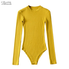 Fashion Vintage Rompers Slim Long-Sleeve O-neck Tops Bodysuits