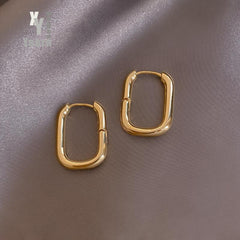 Classic Copper Alloy Smooth Metal Hoop Earrings Fashion Jewelry