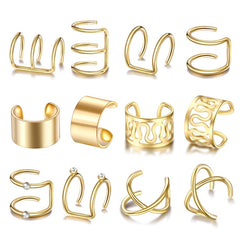 7pcs Fashion Star Leaves Non-Piercing Ear Clip Earrings