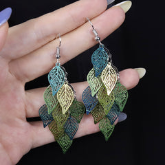 Ethnic Style Drop Small Nine Leaf Accessories Leaves Boho Earring