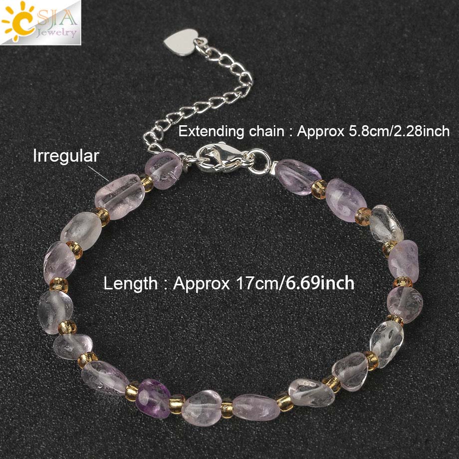 Gem Stone Bracelet for Women Chip Gravel Bracelets Purple Crystal