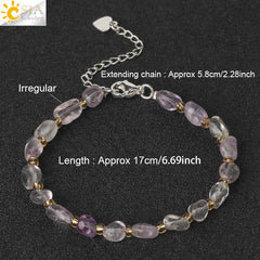 Gem Stone Bracelet for Women Chip Gravel Bracelets Purple Crystal