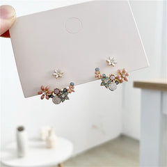 Fashion Jewelry Fresh Cute Hook Drop Oil Flower Stud Earrings