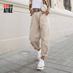 Women's Cargo Pants High Waist Loose Trousers Female