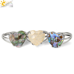 Crystal for Women Silver Color Natural Stone Adjustable Rings