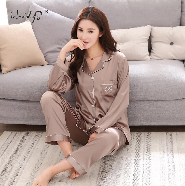 Luxury Pajama suit Satin Silk Pajamas Sets Couple Sleepwear Night Suit