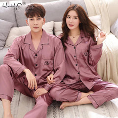 Luxury Pajama suit Satin Silk Pajamas Sets Couple Sleepwear Night Suit