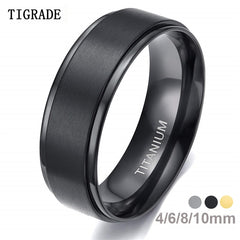 4/6/8/10mm Black Titanium Man Brushed Band Rings