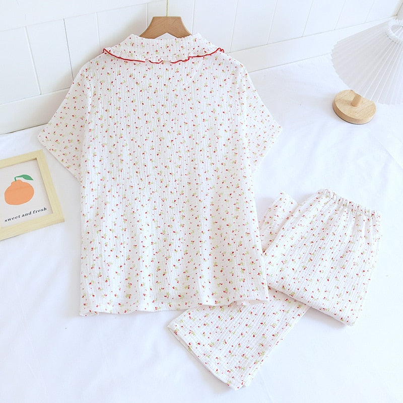 Sleepwear Female Set 2 Pieces Nightwear Floral Color