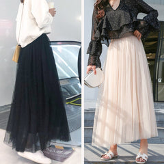 Maxi Long Tulle Skirt  High Waist Elastic Waist