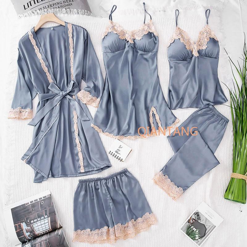 5pcs V-Neck Nightwear Pajamas Sets Bride Wedding Nightwear