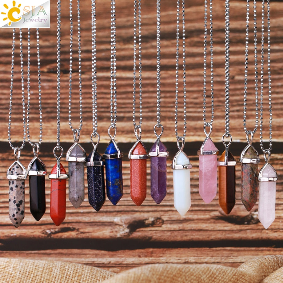 Crystal Necklaces Gem Stone Quartz Necklace Pendant Chakra