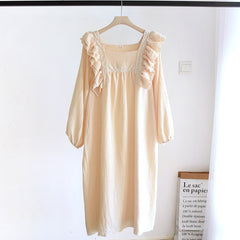 4 Colors Pure Cotton Nightdress Nightgown Sleepwear Ladies Home