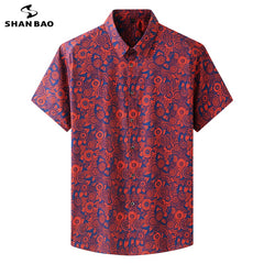 Casual Short Shirt Classic Print Lightweight Stretch Shirt